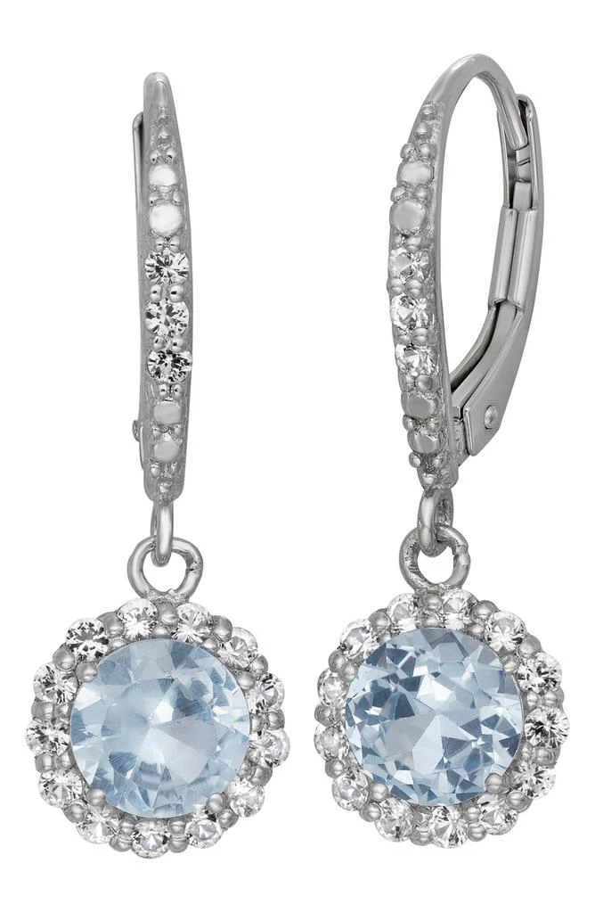 FZN Sterling Silver Created Sapphire Drop Earrings