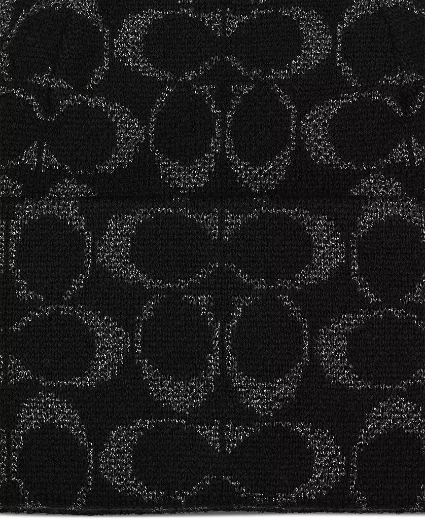 Coach Women's Cuffed Metallic Jacquard Logo Beanie 4