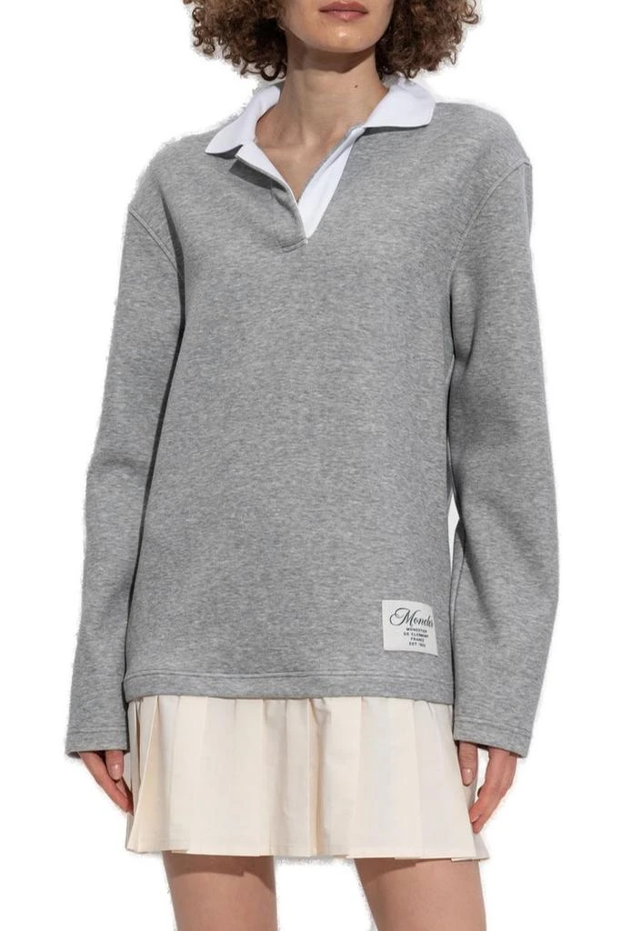 Moncler Moncler Pleated Logo Patch Long-Sleeved Polo Dress 2