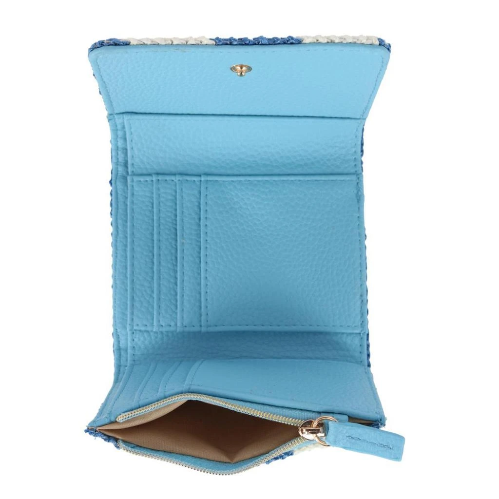 Buxton Women's Striped Straw Vegan Leather Medium Trifold 3