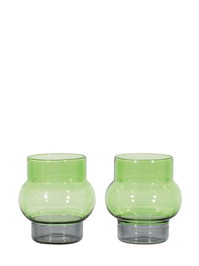 TOM DIXON Set Of 2 Bump Short Green Glasses