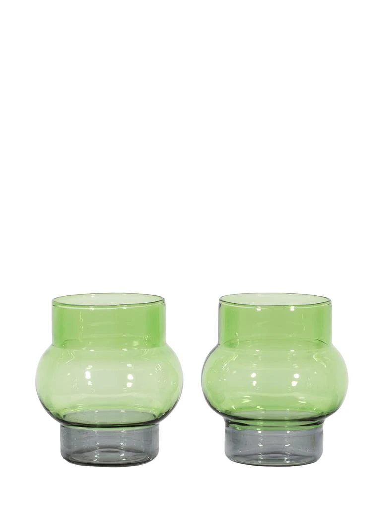 Tom Dixon Set Of 2 Bump Short Green Glasses 1