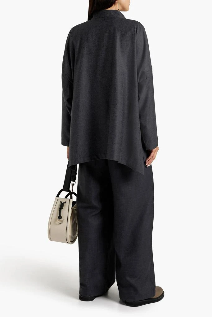 Eskandar Slub wool, silk and linen blend wide-leg pants 3