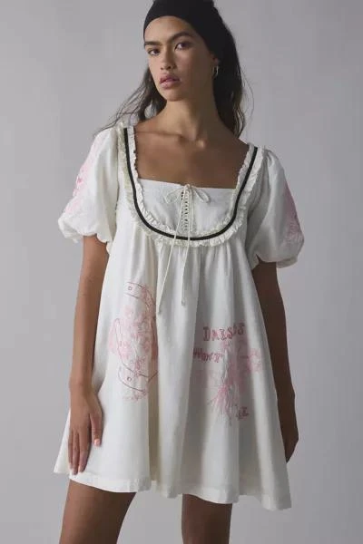 Kimchi Blue Kimchi Blue Bailey Embroidered Puff Sleeve Babydoll Mini Dress 2