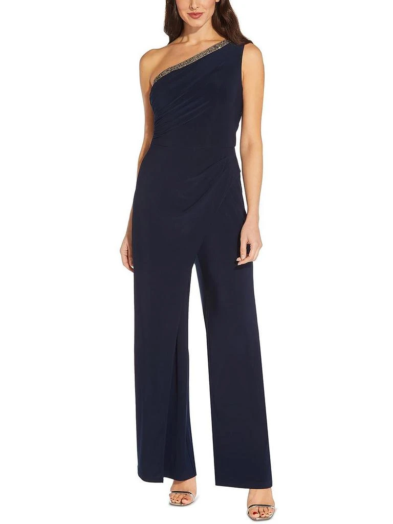 Adrianna Papell Petites Womens Ruched Drapey Jumpsuit 1