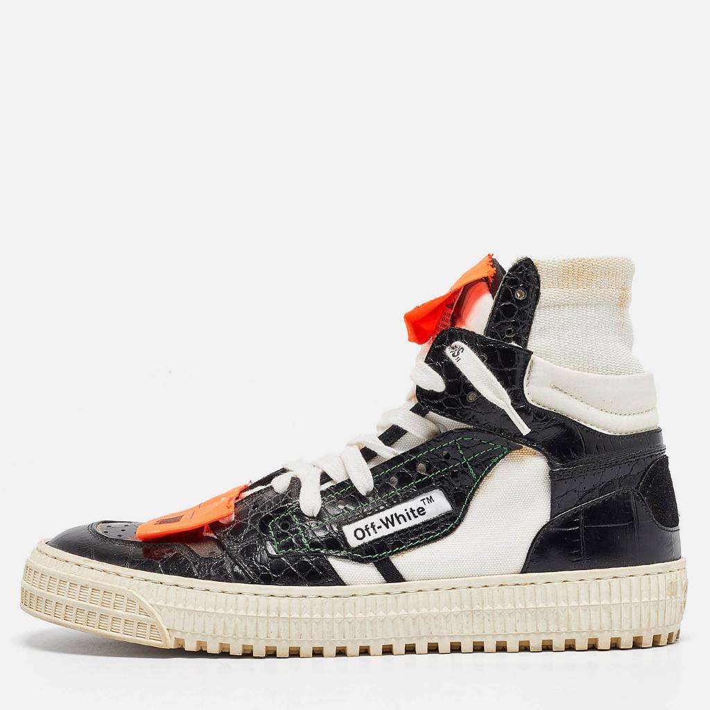 Off-White Black/White Croc Embossed and Canvas Off Court 3.0 High
