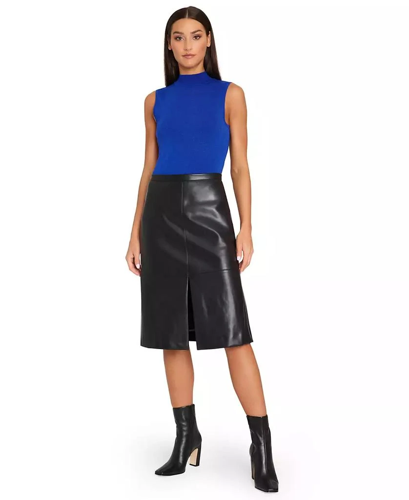 Tahari Women's Faux-Leather Midi Skirt 4