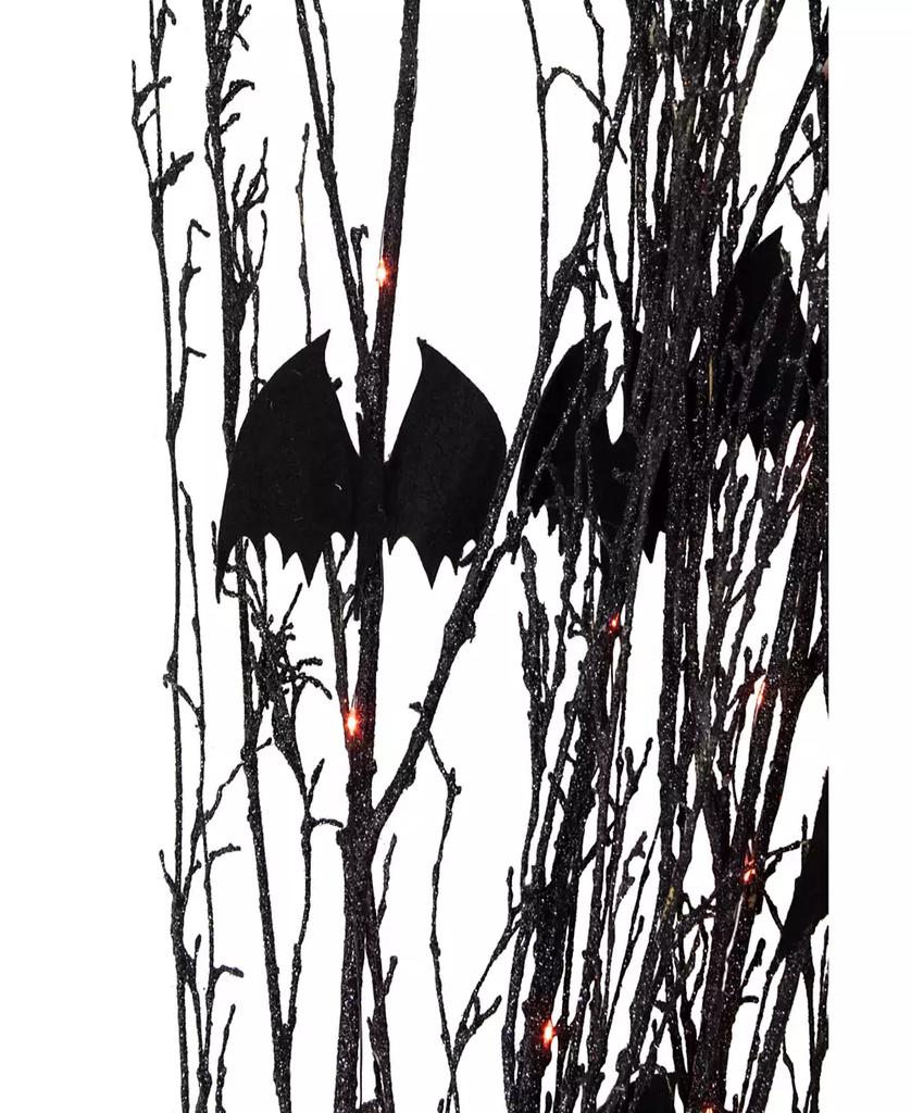 Northlight 4' Glittered Halloween Branch with Bats, Led Lights