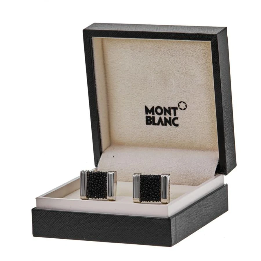 MontBlanc Montblanc Classic Black Ray Skin Sterling Silver Men's Cufflinks 35824 1