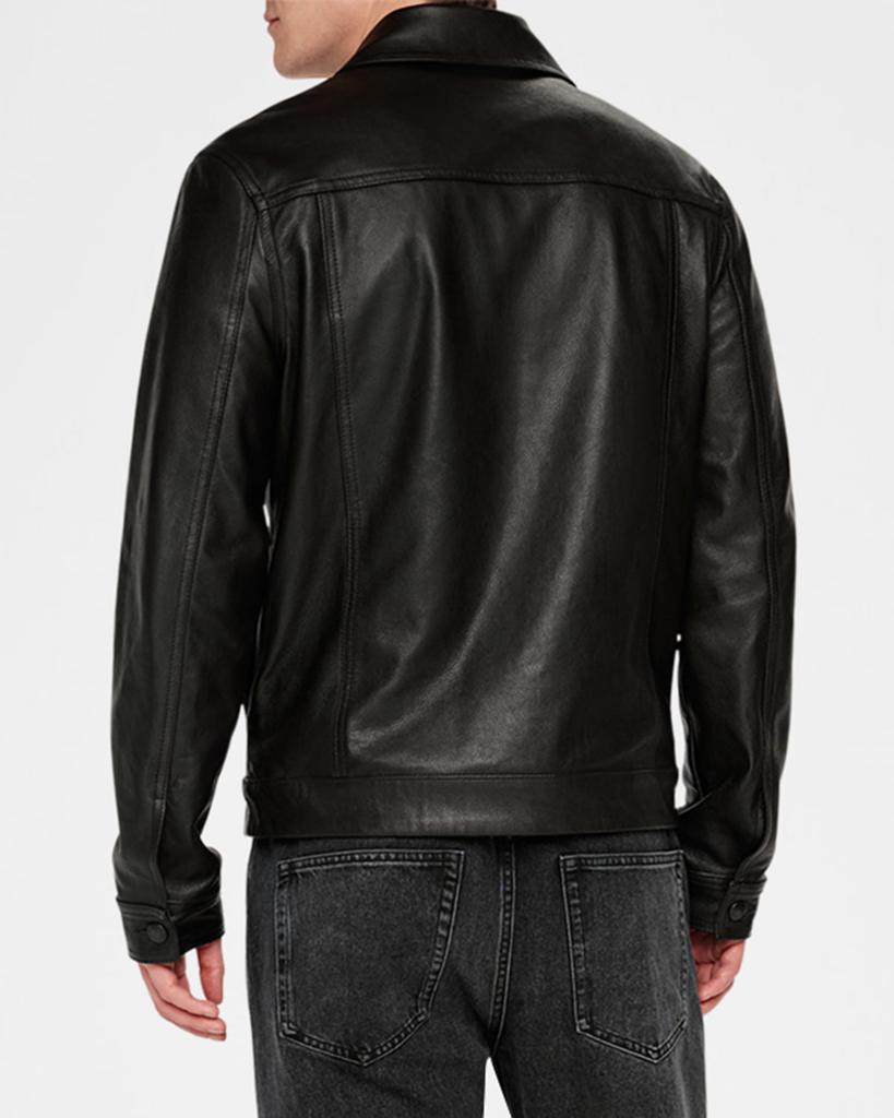 期間限定A LEATHER【NEW】TRUCKER JACKET 50 ovy Leather Trucker Jacket - Black | Levi's® US