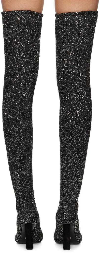 Proenza Schouler Black Glint Over The Knee Boots