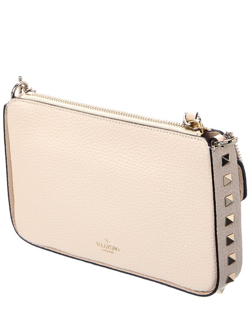Valentino Valentino Rockstud Grainy Leather Wallet On Chain
