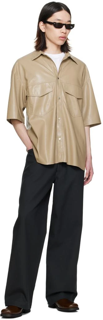 Nanushka Taupe Mance Vegan Leather Shirt 4