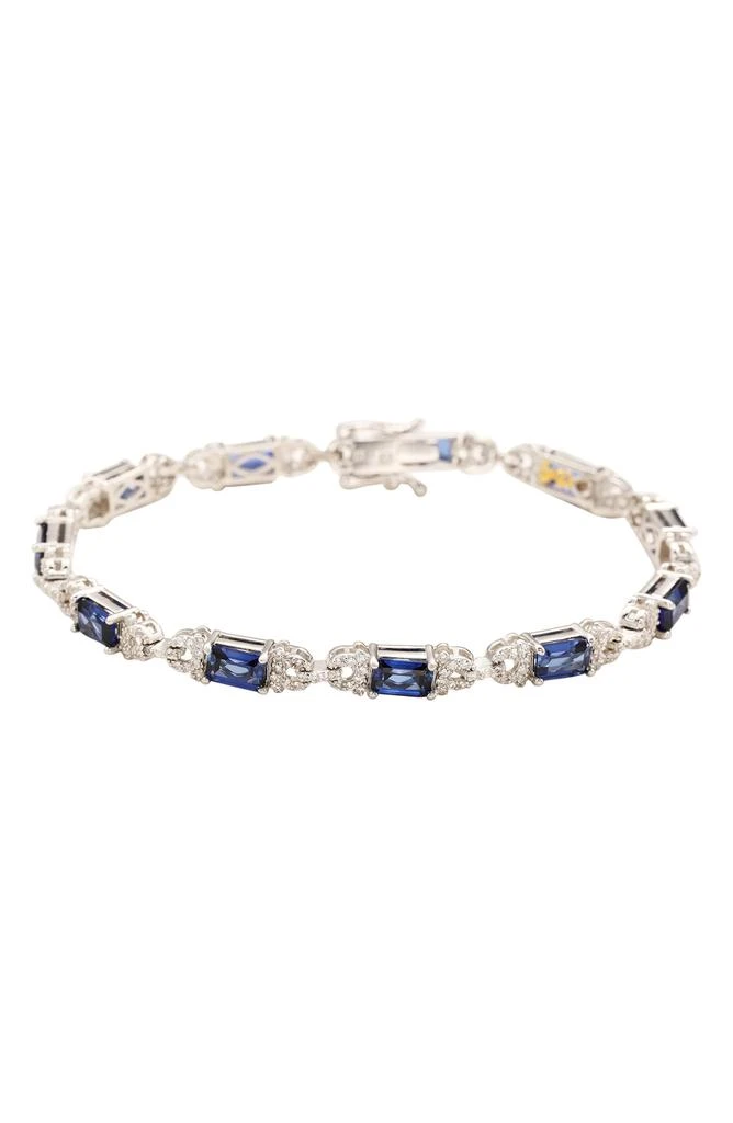 Suzy Levian Emerald Cut Sapphire Tennis Bracelet