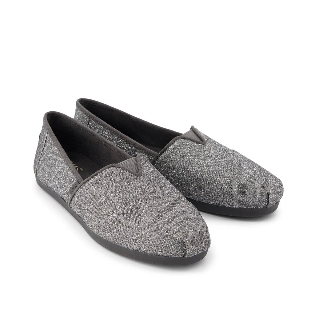 Toms Grey Sparkly Shoes Alpargata Dark Grey Sparkle Glitter – On - Main Image