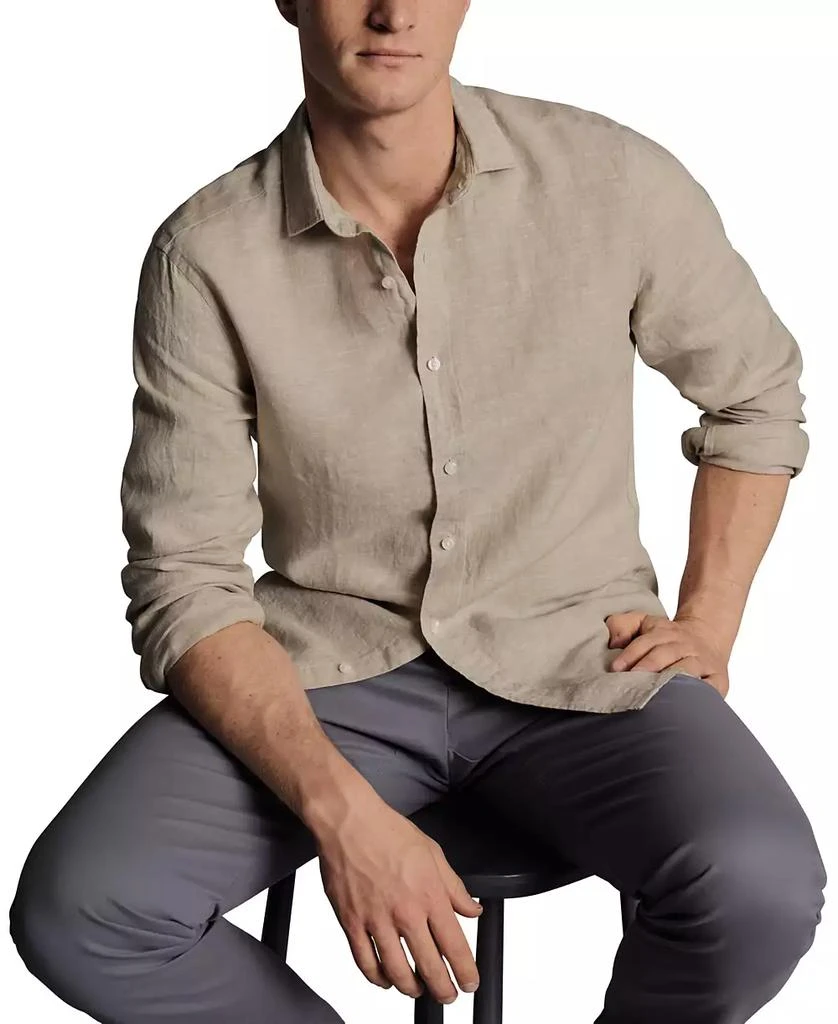 Charles Tyrwhitt Men's Slim Fit Long Sleeve Linen Button-Front Shirt 6