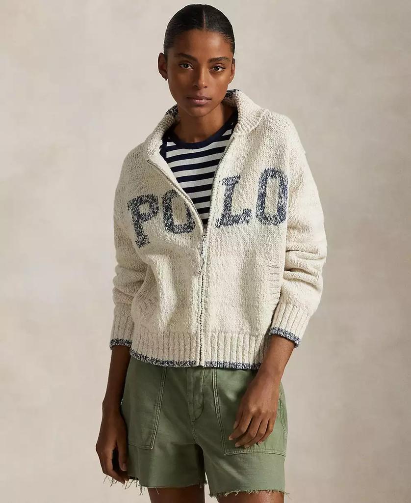 Ralph Lauren Women's Logo Shawl-Collar Full-Zip Cardigan