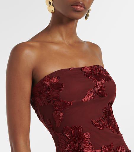 Shop Floral embroidered mesh maxi dress on Sale at