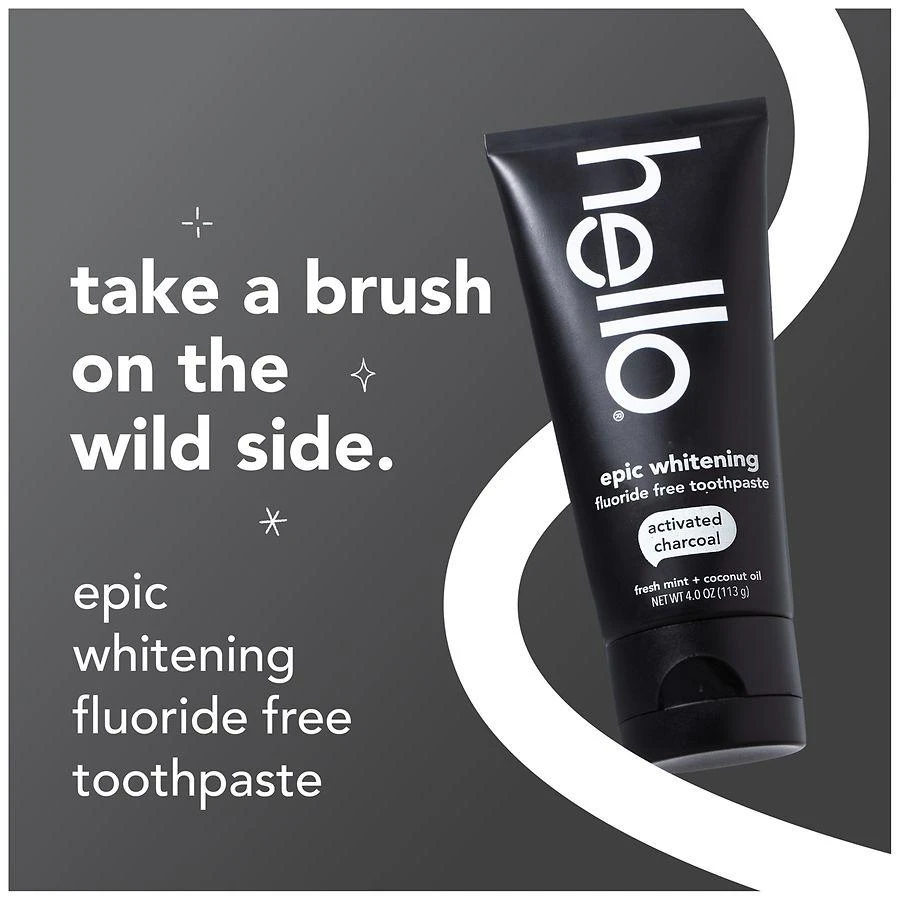 Hello Epic Whitening Charcoal Fluoride Free Toothpaste, Adult Fresh Mint 3