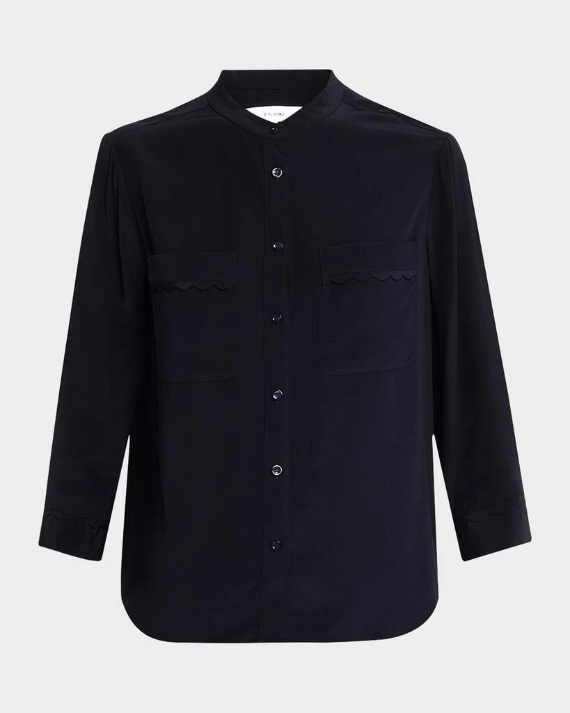 FRAME Scallop-Trim Silk Shirt 1