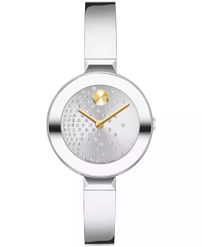 Movado Women's Bold Bangles Swiss Quartz Silver-Tone Stainless Steel Watch 28mm 1