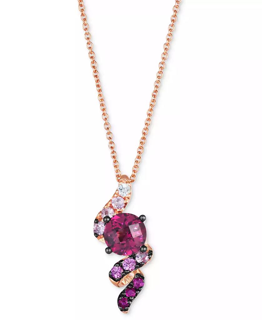 Le Vian Ombré® Raspberry Rhodolite (1-1/10 ct. t.w.) Pink Sapphire Ombré (1/4 ct. t.w.) & White Sapphire (1/20 ct. t.w.) Spiral Adjustable 20" Pendant Necklace in 14k Rose Gold