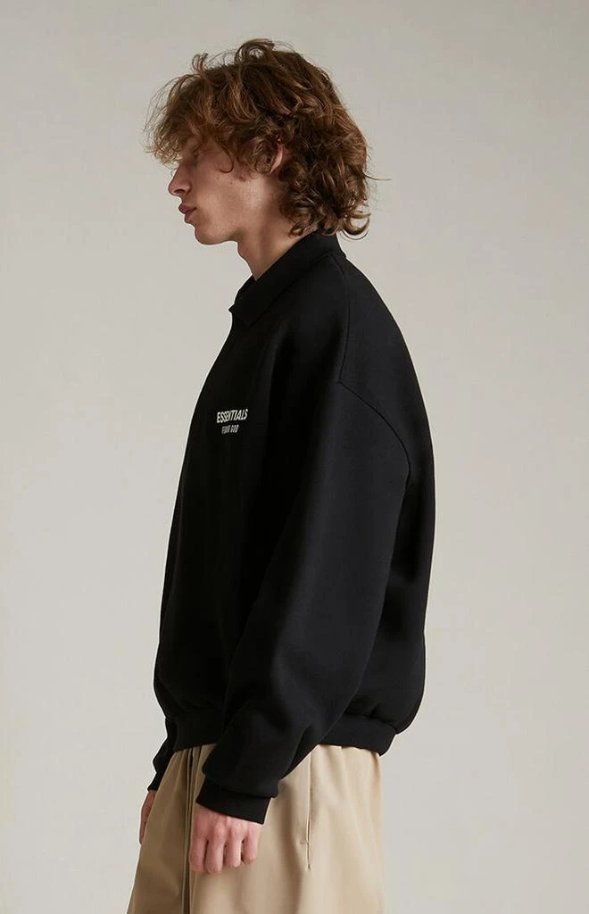 Essentials Black Fleece Polo Sweatshirt 3