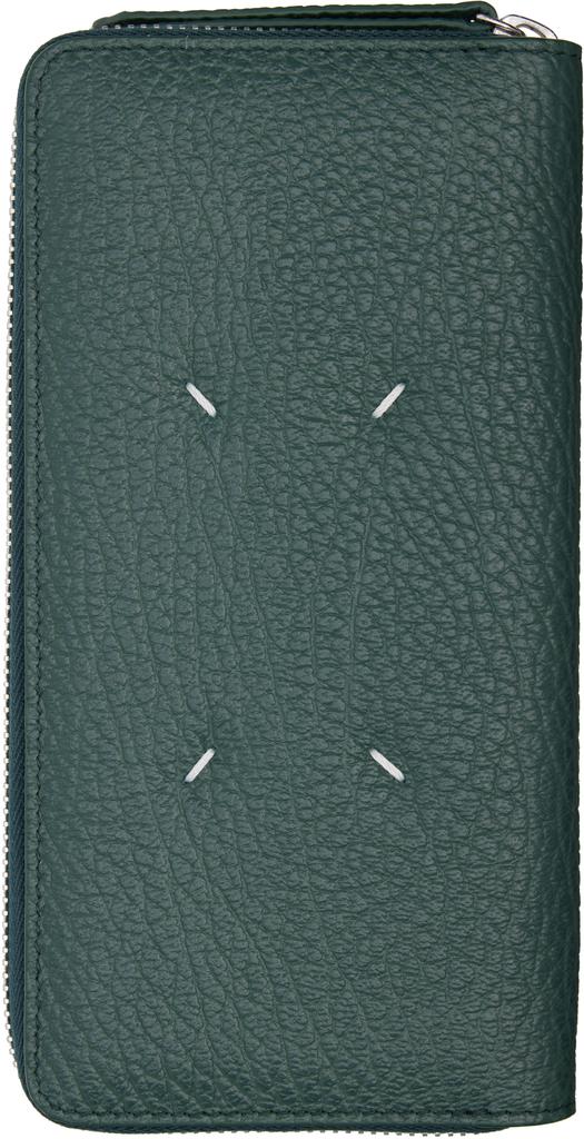 MAISON MARGIELA Green Four Stitches Zip-Around Wallet