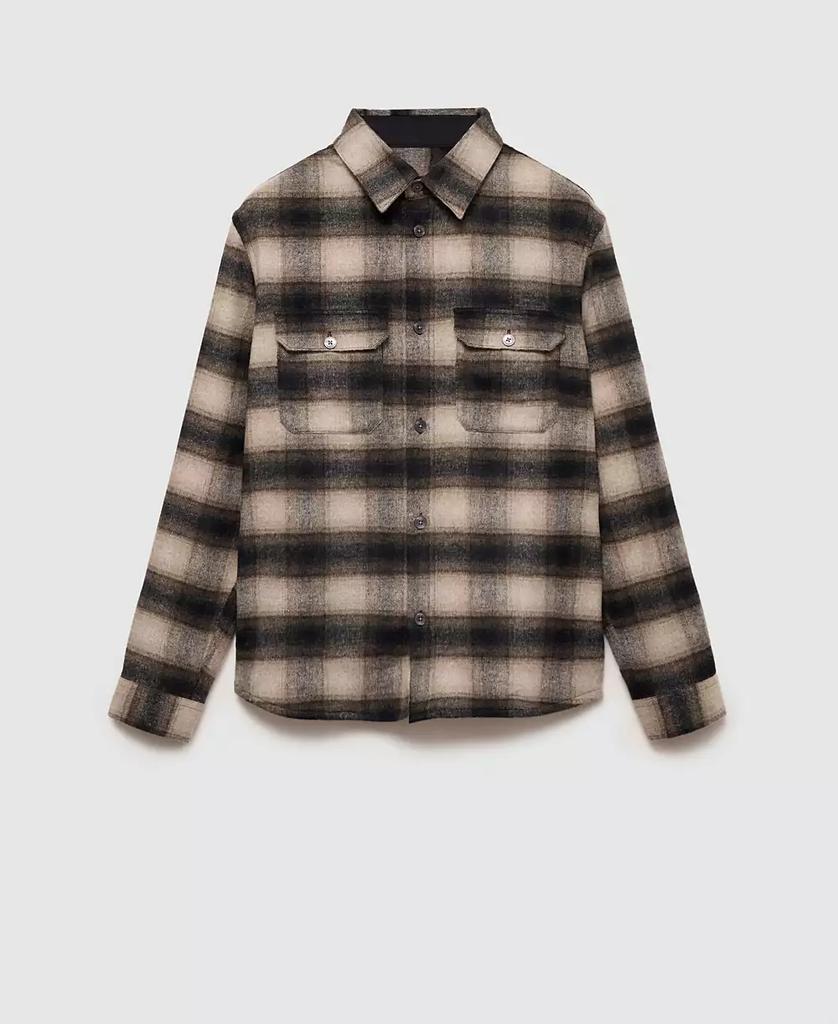 Mango Men's Checkered Wool-Blend Overshirt