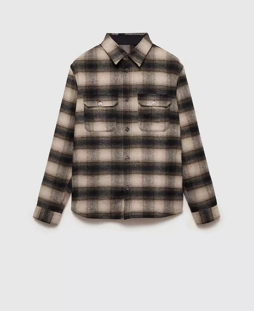 MANGO Men's Checkered Wool-Blend Overshirt 2