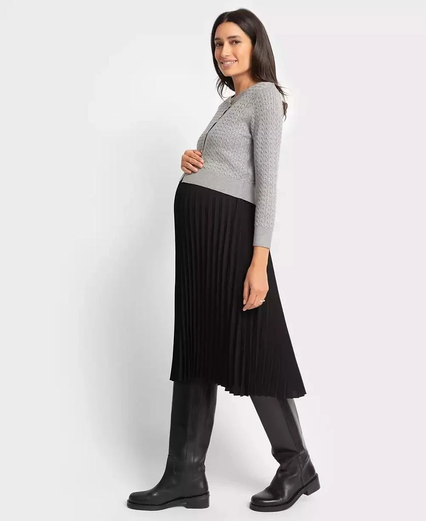 Seraphine Women's Pleated Maternity Nursing Dress with Cardigan Topper 6