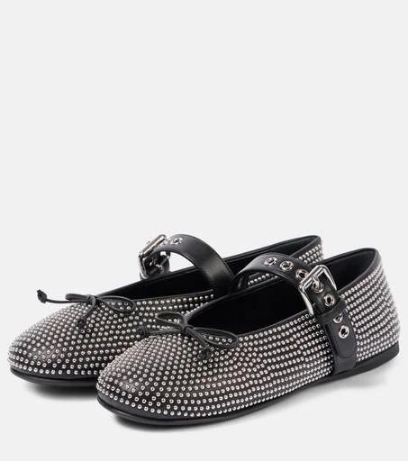 Miu Miu Embellished leather ballet flats 5