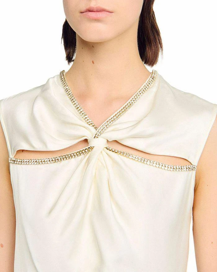 Sandro Rhinestone Trim Satin Maxi Dress 3