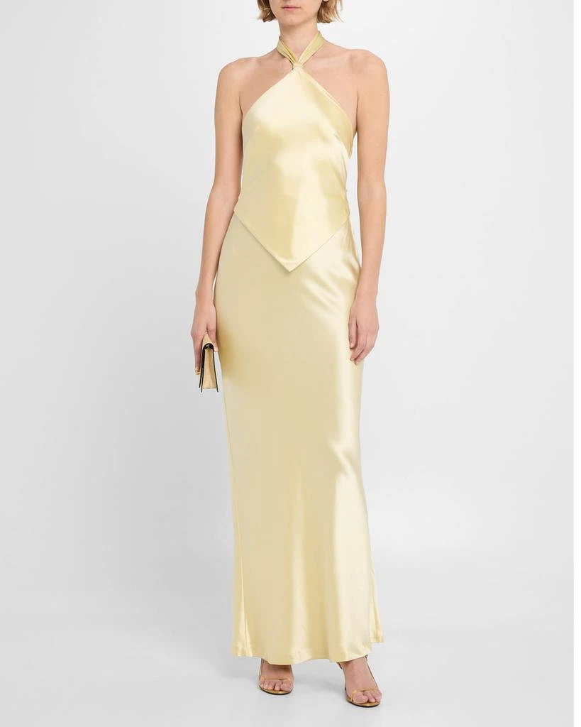 retrofête Ester Backless Halter Satin Gown 2