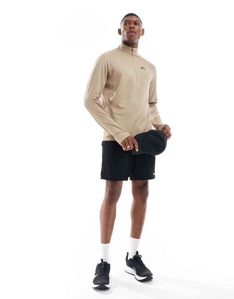 NIKE Nike Running Trail 1/4 zip sweatshirt in beige 3