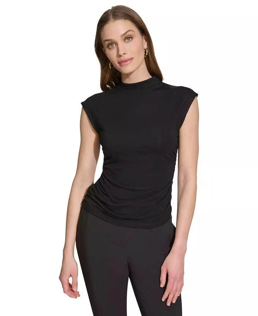 DKNY Women's Mock-Neck Sleeveless Knit Top, Regular & Petite 1
