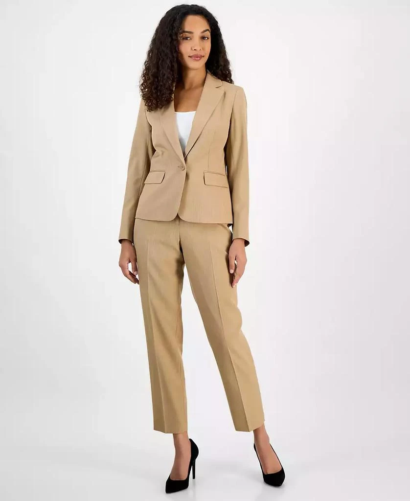 Le Suit Women
s Pinstriped Notch-Collar One-Button Jacket
Straight-Leg Mid-Rise Pants Set, Regular
Petite