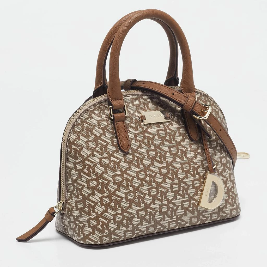 DKNY Dkny Beige/Brown Signature Coated Canvas and Leather Small Dome Satchel 3