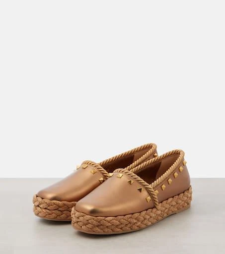 Valentino Rockstud metallic leather espadrilles 4