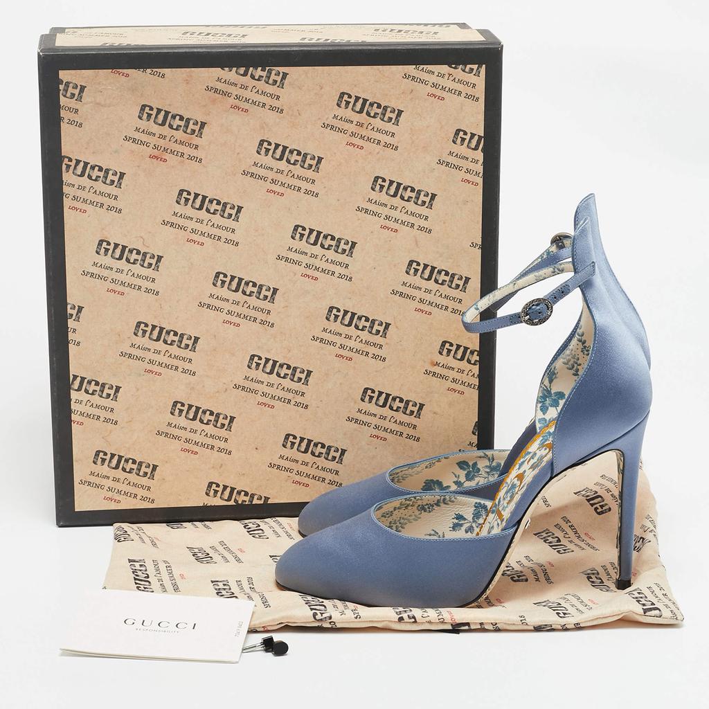 Gucci Gucci Blue Satin Daisy D'orsay Pumps Size 39 - High Heels