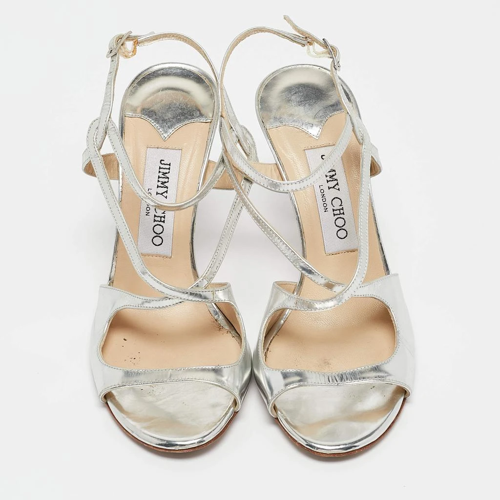 Jimmy Choo Jimmy Choo Silver Mirror Leather Paxton Cross Strap Sandals Size 36 3