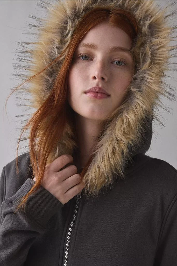 Out From Under Out From Under Bundle Up Faux Fur Trim Zip-Up Hoodie Sweatshirt 3