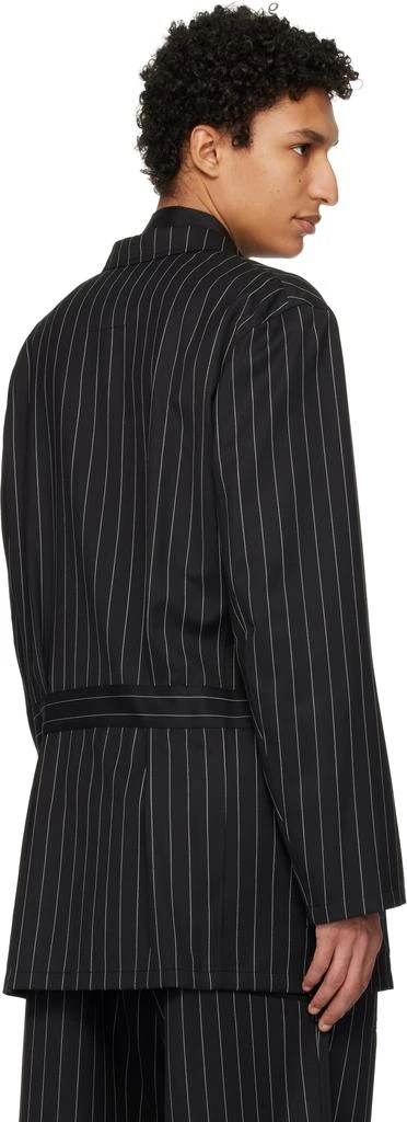 Y-3 Black Pinstripe Refined Wool Chore Blazer 3