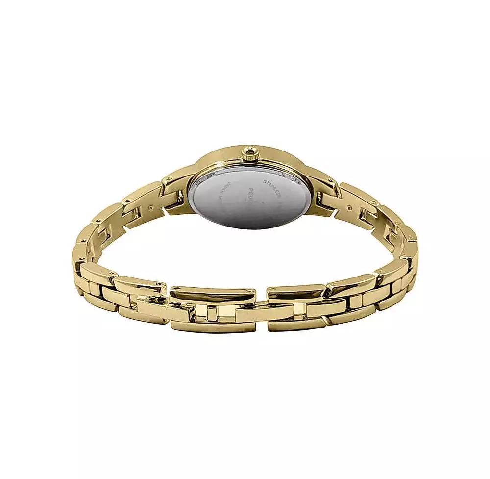 Peugeot Women's Gold 30x25mm Sun Moon Dial Link Bracelet Watch with Black Dial