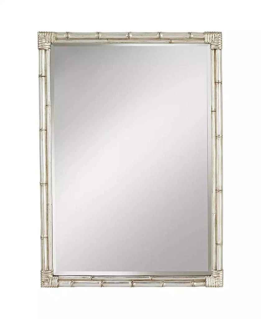 Noble Park Takeo Rectangular Vanity Decorative Wall Mirror Modern Rustic Style Distressed Silver Faux Bamboo Frame Beveled 31" Wide for Bathroom Bedroom Living Room Home Office Entryway - Noble Park
