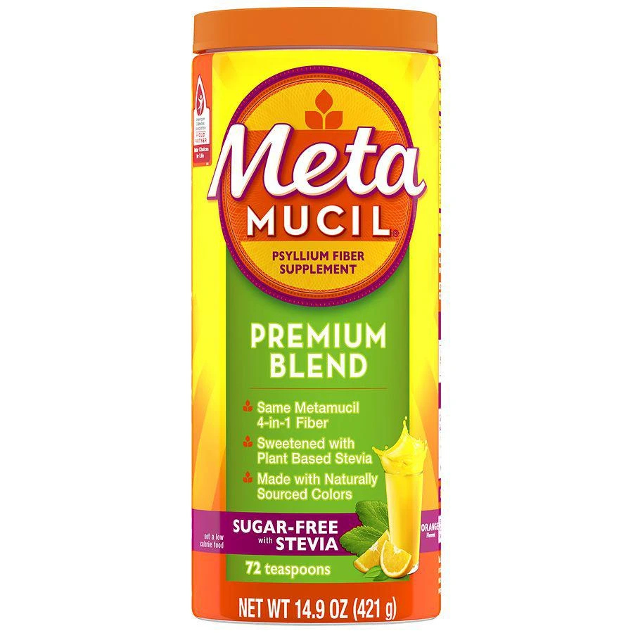 Metamucil Premium Blend Fiber, Sugar-Free with Stevia Orange