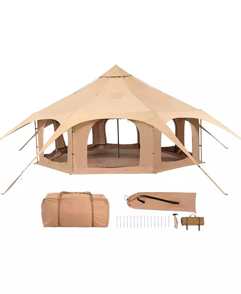 COZITO Canvas Bell Tent, Yurt Tent with Stove Jack and 8 Windows new arrivals