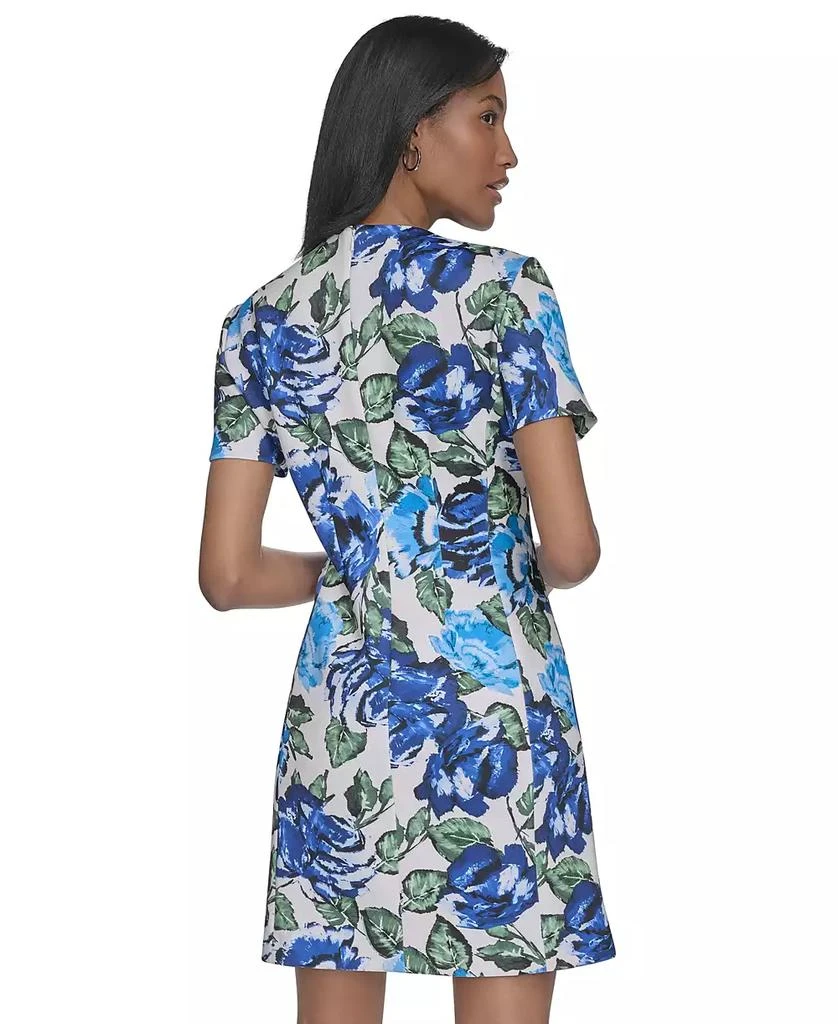 HALSTON Women's Printed Fit & Flare Short-Sleeve Dress 4