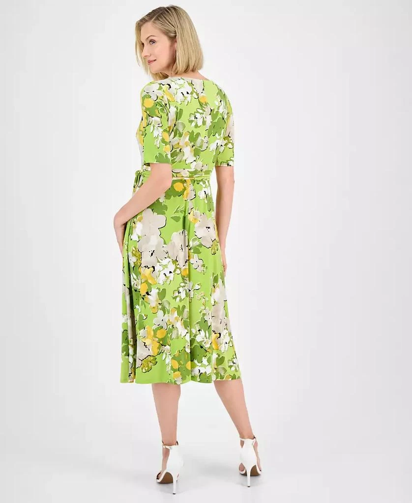 Kasper Women's Floral-Print Belted Fit & Flare Dress, Regular & Petite 5