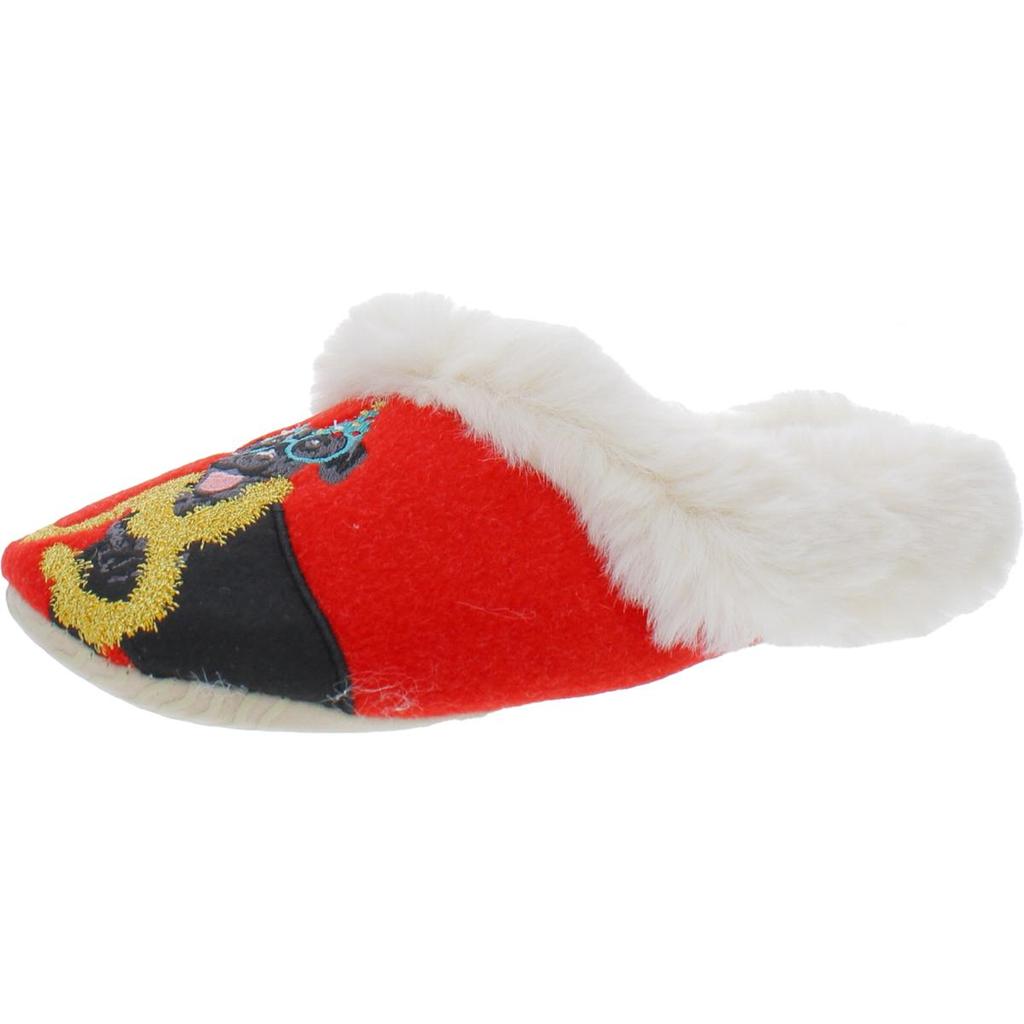 Joules Slippet Luxe Womens Fleece Lining Felt Applique Scuff Slippers